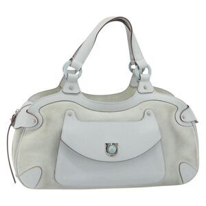 Salvatore Ferragamo Gancini Suede Blue Suede Handbag